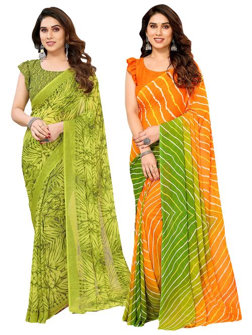 pack of 2 printed casual wear sarees with blouse - 21411891 - Very Small Image - 1