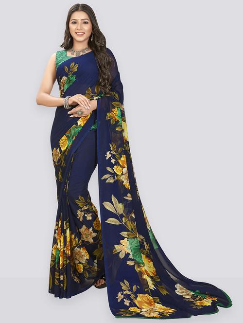 women printed saree with blouse - 21411901 - Very Small Image - 1