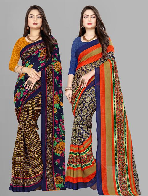women printed saree combo with blouse - 21411910 - Very Small Image - 1