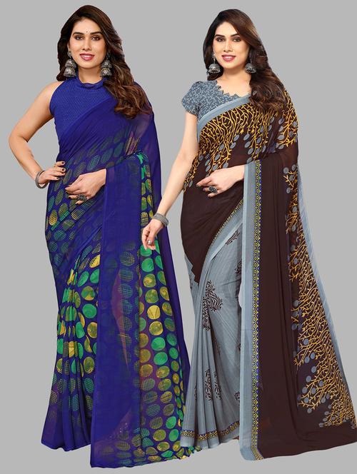 women printed saree combo with blouse - 21411921 - Very Small Image - 1