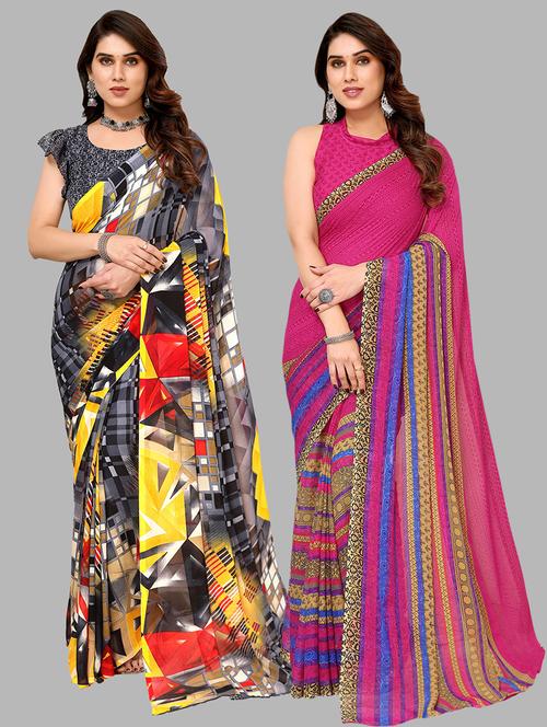 women printed saree combo with blouse - 21411937 - Very Small Image - 1