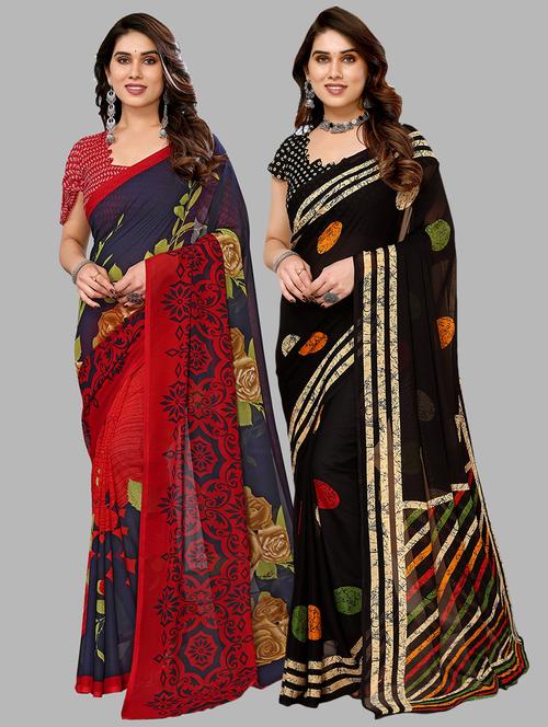 women printed saree combo with blouse - 21411940 - Very Small Image - 1