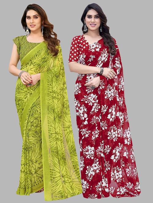 women printed saree combo with blouse - 21411948 - Very Small Image - 1