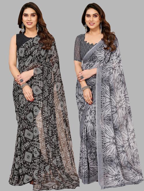women printed saree combo with blouse - 21411950 - Very Small Image - 1