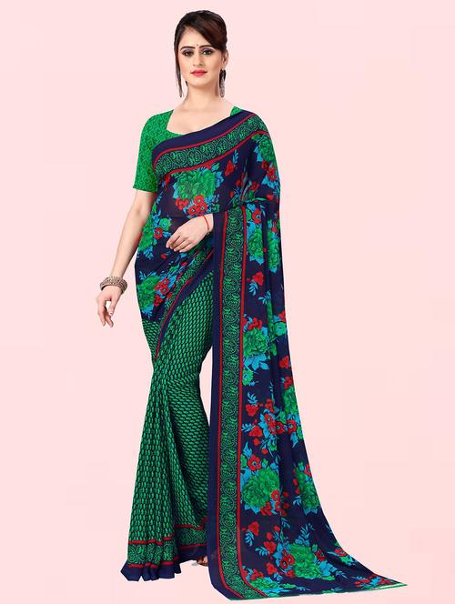 women printed saree with blouse - 21411957 - Very Small Image - 1