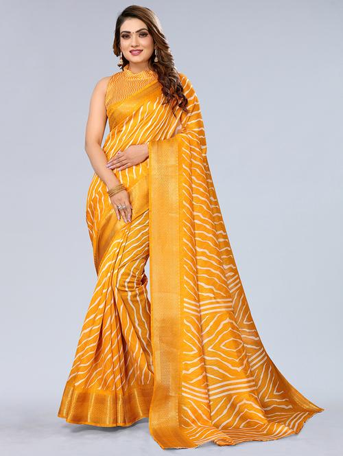 women leheriya printed zari bordered saree with blouse - 21412243 - Very Small Image - 1