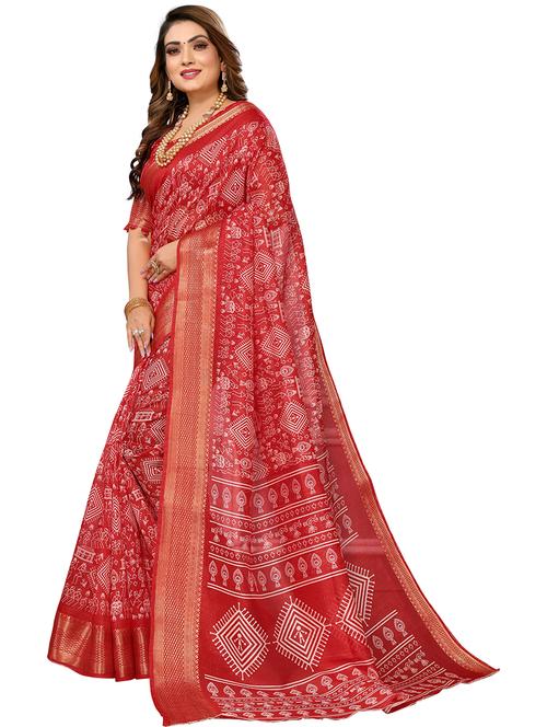 women red warli printed saree with blouse - 21412273 - Very Small Image - 1