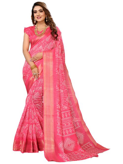 women pink warli printed saree with blouse - 21412353 - Very Small Image - 1