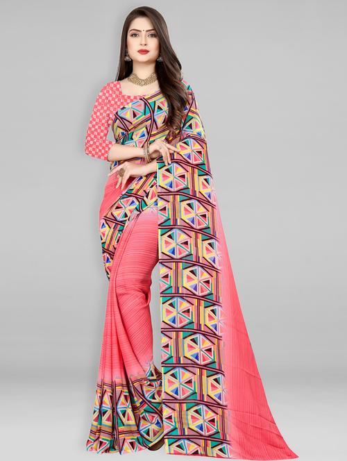 women printed casual wear saree with blouse - 21412445 - Very Small Image - 1