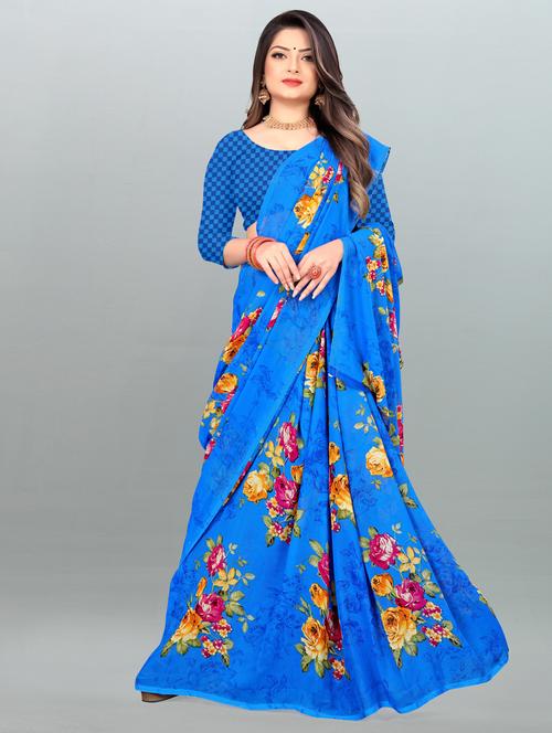 women casual wear georgette saree with blouse - 21412472 - Very Small Image - 1