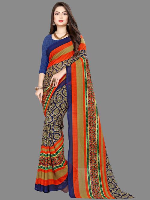women printed casual wear saree with blouse - 21412479 - Very Small Image - 1