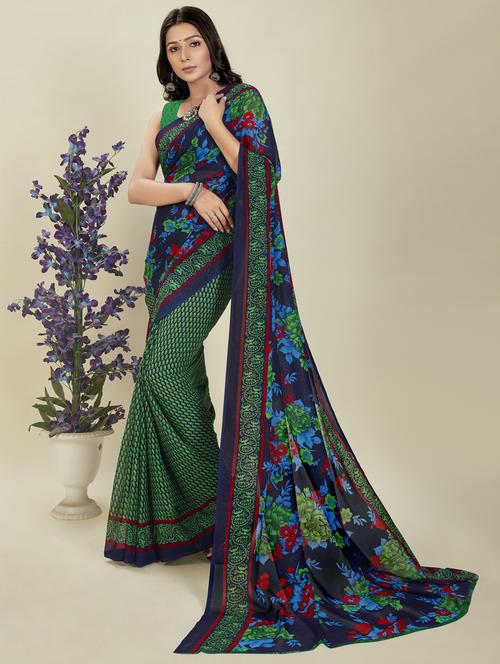 women printed casual wear saree with blouse - 21412539 - Very Small Image - 1