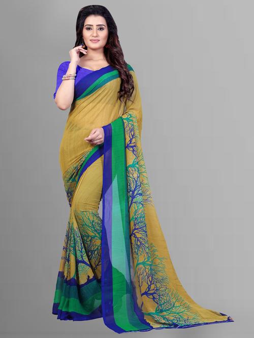 women printed casual wear saree with blouse - 21412545 - Very Small Image - 1