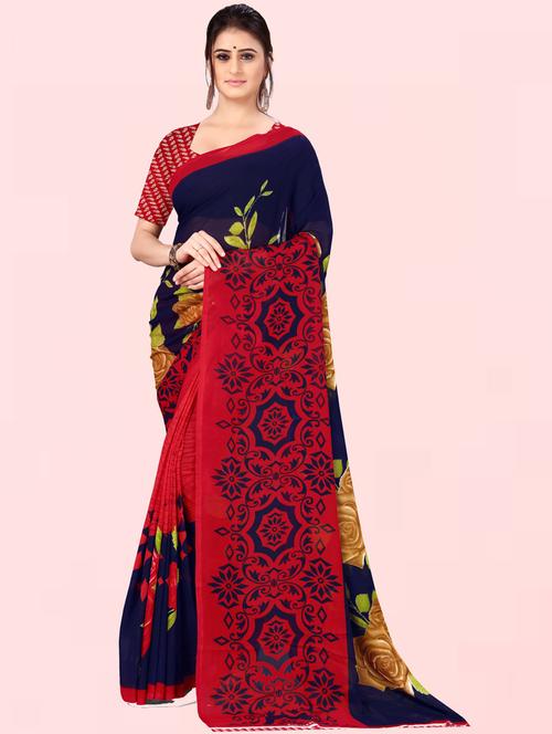 women printed casual wear saree with blouse - 21412556 - Very Small Image - 1