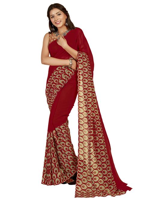 women red printed georgette saree with blouse - 21412584 - Very Small Image - 1
