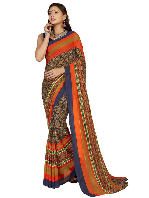 women casual wear georgette saree with blouse - 21412599 - Very Small Image - 1