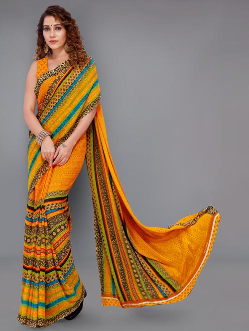 women printed casual wear saree with blouse - 21412601 - Very Small Image - 1