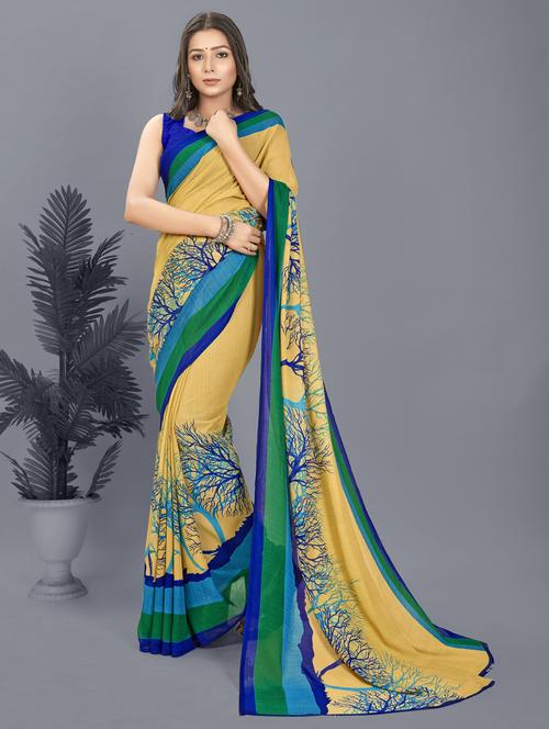 women casual wear georgette saree with blouse - 21412660 - Very Small Image - 1
