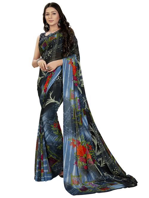 women casual wear georgette saree with blouse - 21412681 - Very Small Image - 1