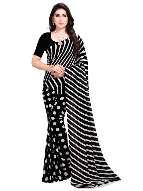 women black printed georgette saree with blouse - 21412699 - Very Small Image - 1