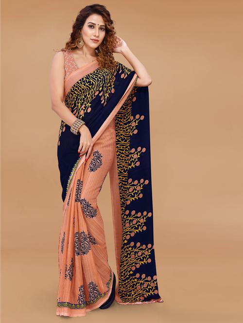 women casual wear georgette saree with blouse - 21412702 - Very Small Image - 1