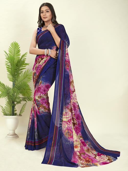 women casual wear georgette saree with blouse - 21412719 - Very Small Image - 1