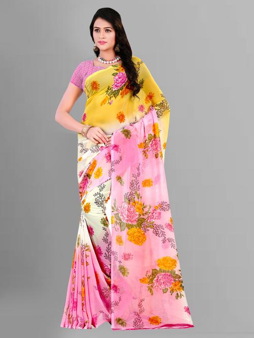 women multi color floral printed saree with blouse - 21412742 - Very Small Image - 1