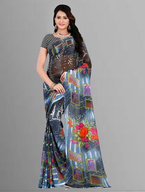 women casual wear georgette saree with blouse - 21412743 - Very Small Image - 1