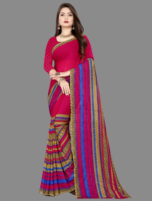women casual wear georgette saree with blouse - 21412812 - Very Small Image - 1