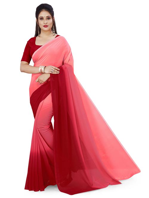 women red ombre saree with blouse - 21412836 - Very Small Image - 1