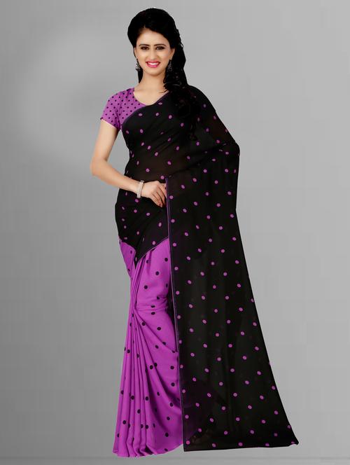women polka dots casual wear saree with blouse - 21412845 - Very Small Image - 1
