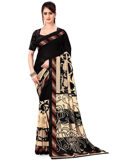 women black printed georgette saree with blouse - 21412850 - Very Small Image - 1
