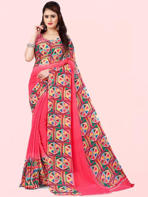 women printed casual wear saree with blouse - 21412894 - Very Small Image - 1