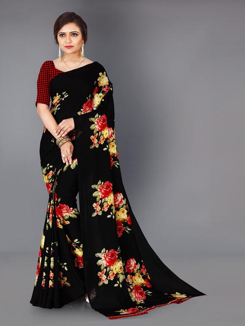women casual wear georgette saree with blouse - 21412899 - Very Small Image - 1