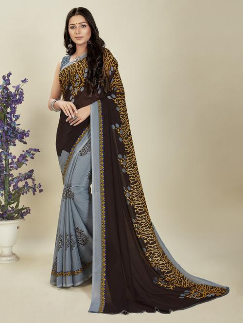 women printed casual wear saree with blouse - 21412912 - Very Small Image - 1