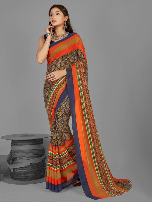 women multi color printed georgette saree with blouse - 21412914 - Very Small Image - 1