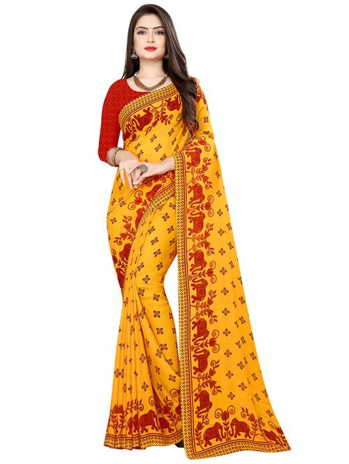 women casual wear georgette saree with blouse - 21412923 - Very Small Image - 1