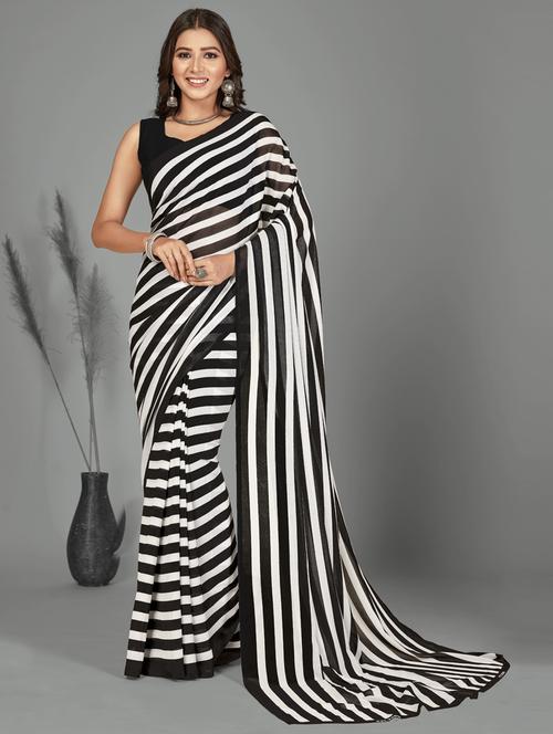 women printed casual wear saree with blouse - 21412932 - Very Small Image - 1