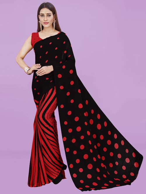women red printed georgette saree with blouse - 21412968 - Very Small Image - 1