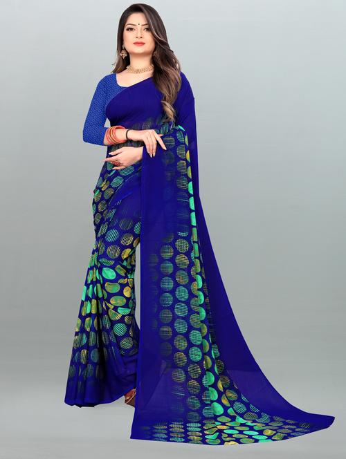 women casual wear georgette saree with blouse - 21412972 - Very Small Image - 1