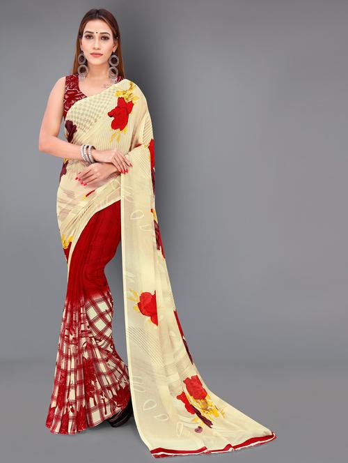 women casual wear georgette saree with blouse - 21412991 - Very Small Image - 1