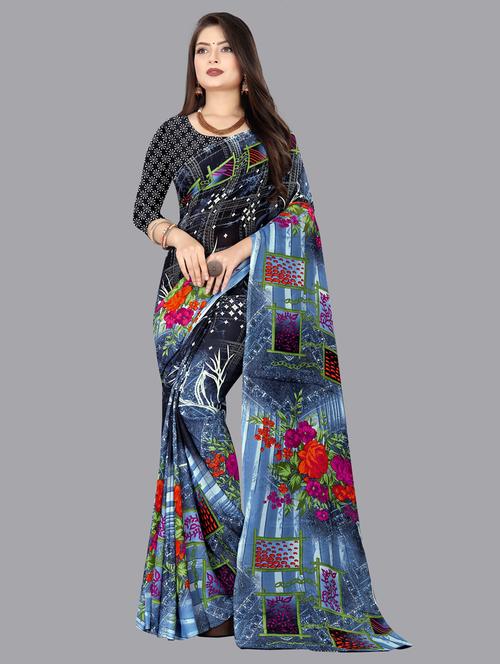 women casual wear georgette saree with blouse - 21413054 - Very Small Image - 1