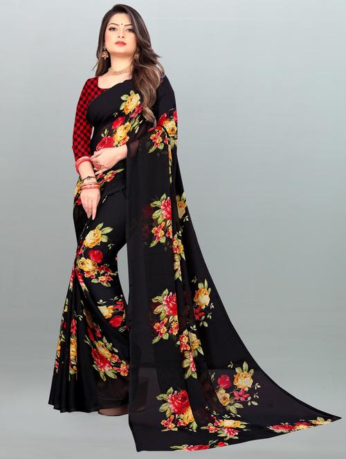 women casual wear georgette saree with blouse - 21413056 - Very Small Image - 1