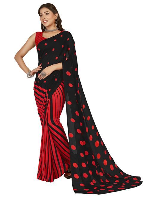 women red printed georgette saree with blouse - 21413061 - Very Small Image - 1