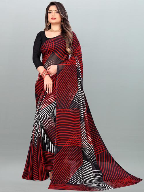 women multi color printed georgette saree with blouse - 21413069 - Very Small Image - 1