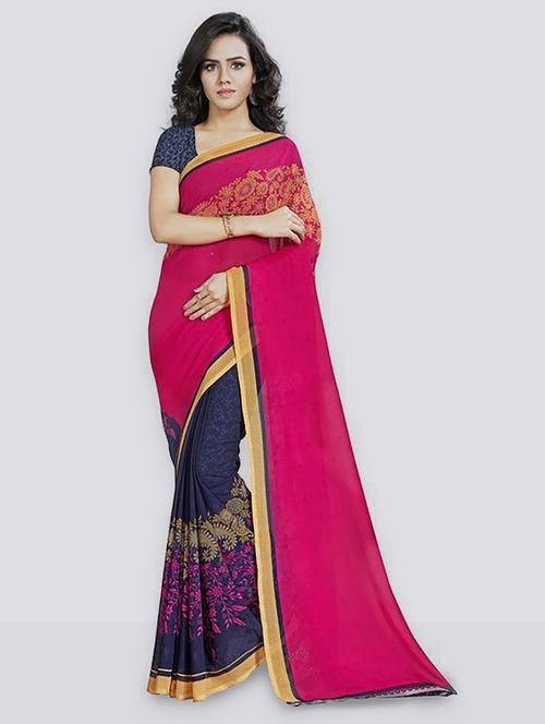 women casual wear georgette saree with blouse - 21413071 - Very Small Image - 1