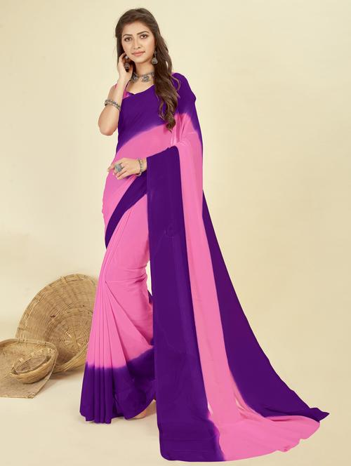 women ombre georgette saree with blouse - 21413103 - Very Small Image - 1
