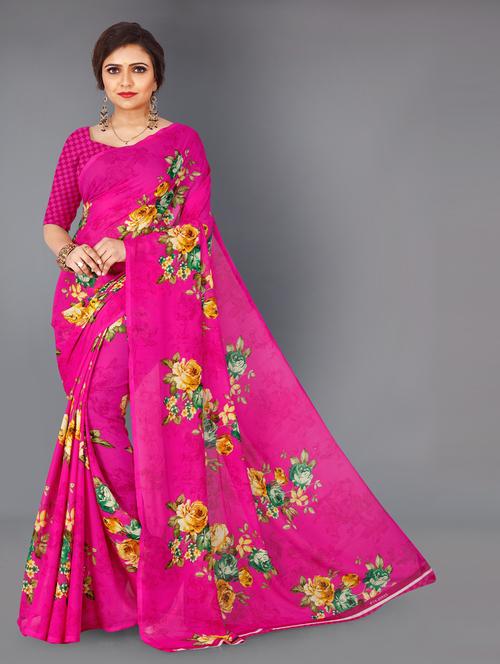 women casual wear georgette saree with blouse - 21413110 - Very Small Image - 1