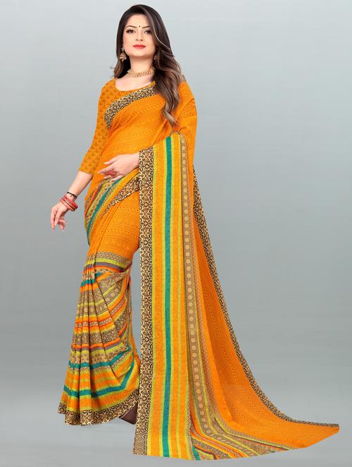 women casual wear georgette saree with blouse - 21413114 - Very Small Image - 1