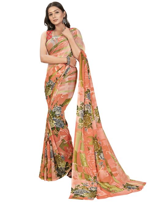 women casual wear georgette saree with blouse - 21413127 - Very Small Image - 1